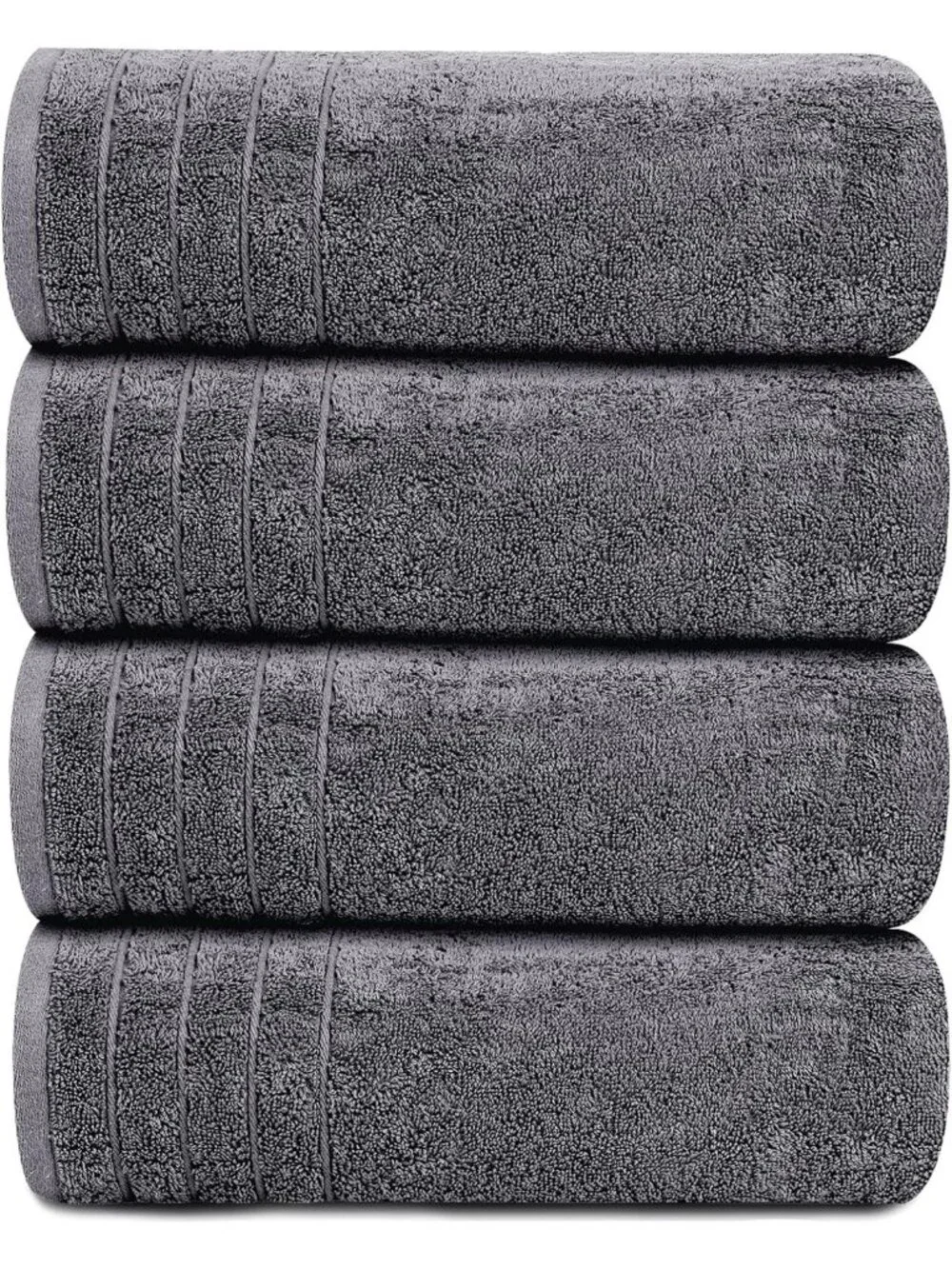 Extra Large Dark Grey Bath Towels Set - 100% Cotton, Soft, Quick-Dry, Absorbent